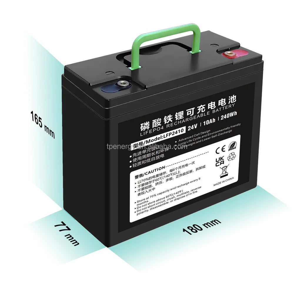 24V 10Ah VRLA Lead Acid Batteries Replacement Wholesale Deep Cycle 25.6V EBike Solar Light Lithium Lifepo4 24V 10Ah Battery