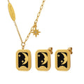 New Luxury Tarnish Free 316l Stainless Steel 18k Gold Plated Star Moon Necklace Earrings Jewelry Sets for Women