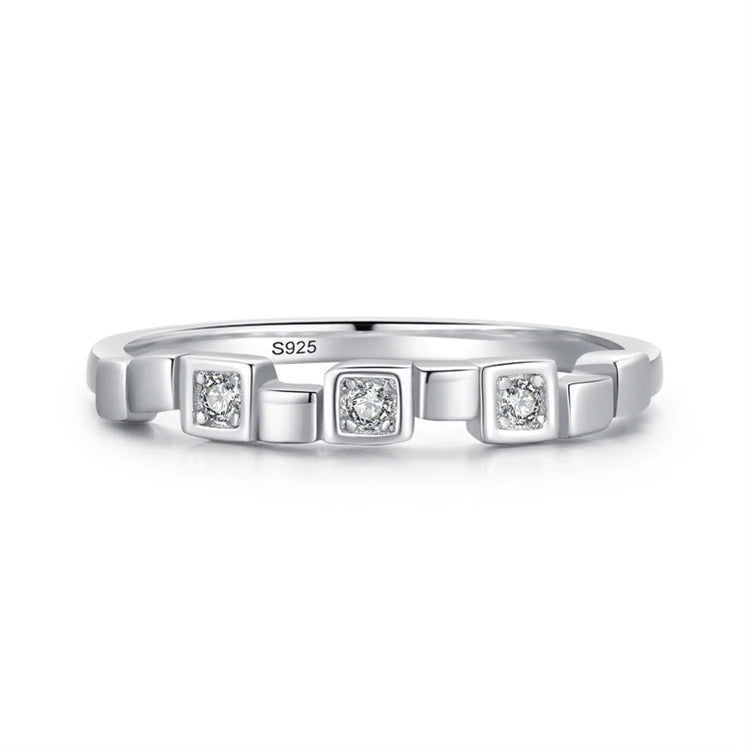 Fine Jewelry Women Hot Sale Ring 925 Sterling Silver Fashion Micro-diamond Ring Eternity Bands Wholesale