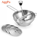 Home Kitchen Stainless Steel Rotary Food Mill with 3 Mixing Blade Discs Metal Manual Mixer Maker Bowl with Handle