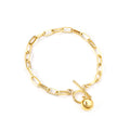 Best Seller Women Jewelry 18K Gold Plated Paperclip Chain Bracelet Charm Ball Stainless Steel Jewelry Adjustable Bracelets