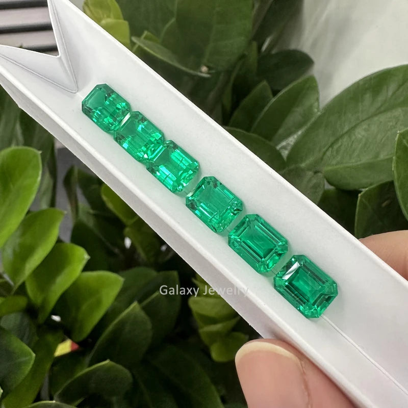 Lab Created Loose Colombian Emerald Green Elongated Emerald Cut Lab Grown Emerald Stone for Necklace Making