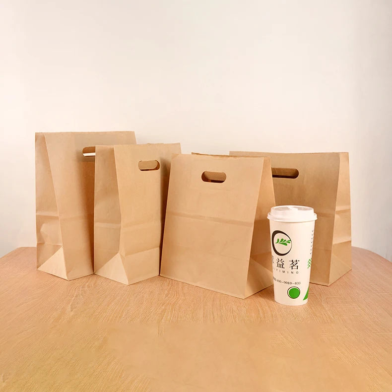 Kraft for Custom Packaging Delivery Grade Fast Shopping Hot Takeaway Board Carrier Packing Greaseproof Foil Eco Food Paper Bag
