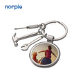 Custom Father's Day Gift Keychain Hammer Screwdriver Wrench Keychain Sublimation Round Metal Tool Keychain