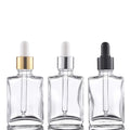 Free Samples clear Black Frosted Color Skincare Serum Essential Oil 1oz square Glass Dropper Bottle 30ml