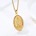 Blessed Virgin Mary Necklace Chain 18k Gold Plated Women Men Christian Catholic Religious Miraculous Medal Pendant Necklace