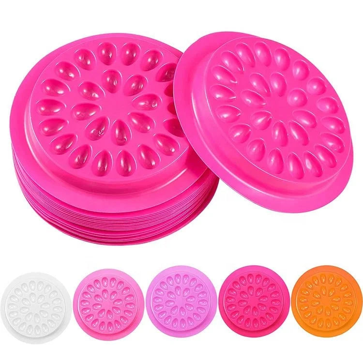 Disposable Glue Gasket Plastic Flower Shape Glue Pad False Eyelashes Glue Holder Adhesive Pallet