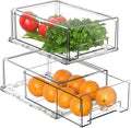 Acrylic 4-Piece Stackable Plastic Transparent Food Storage Box with Handle Refrigerator Pantry Kitchen Countertops Display Racks
