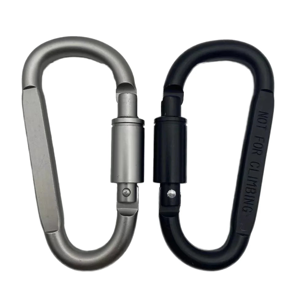 High Quality D-Shaped Carabiner Aluminum Alloy Spring Snap Hook Screw Locking Keychain Clip for Outdoor Tour Camping Hiking