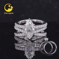 Starsgem Moissanite Ring Jewelry Solid White Gold Marquise Moissanite Diamond Ring Sets