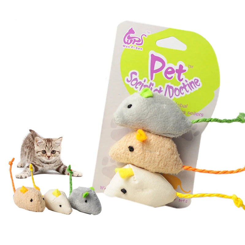 Pet Toy Catnip Mice Shape Cats Toys Fun Plush Mouse Cat Chew Teeth Cleaning Interactive Toy
