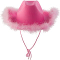 New Pink Western Style Cowgirl Hats for Women Rolled Fedora Hat Feather Edge for Fishing Travel Casual Wear Party-Ready Cowboy