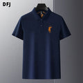 Dark Navy 100% Cotton Men's Casual Sports for Shirt Quick Dry Custom Embroidered Logo Short Sleeve Work Clothes Knitted Fabric