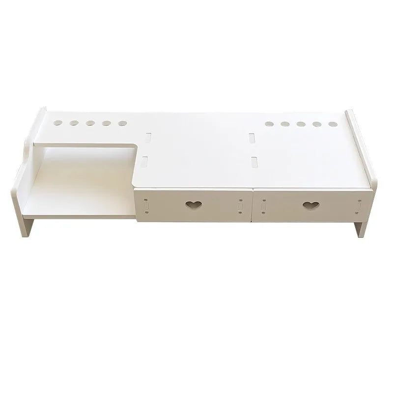 Plastic Computer Booster Stand with Multifunction Drawer for Monitor & Laptop Desktop Office Desk Wired Screen Storage Organizer
