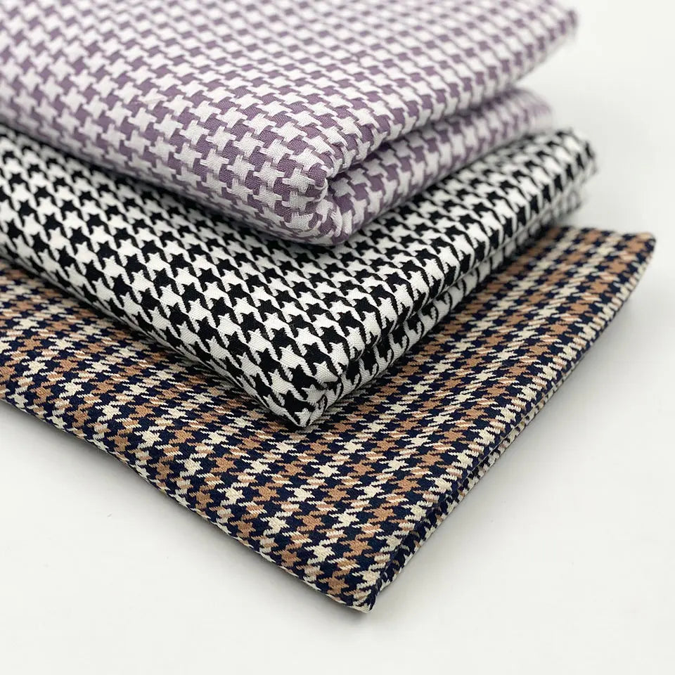 Customized Women Kids Suit Multicolor Jacquard Yarn Dyed Tweed Style Rayon Polyester Houndstooth Tr Check Plaid Fabric