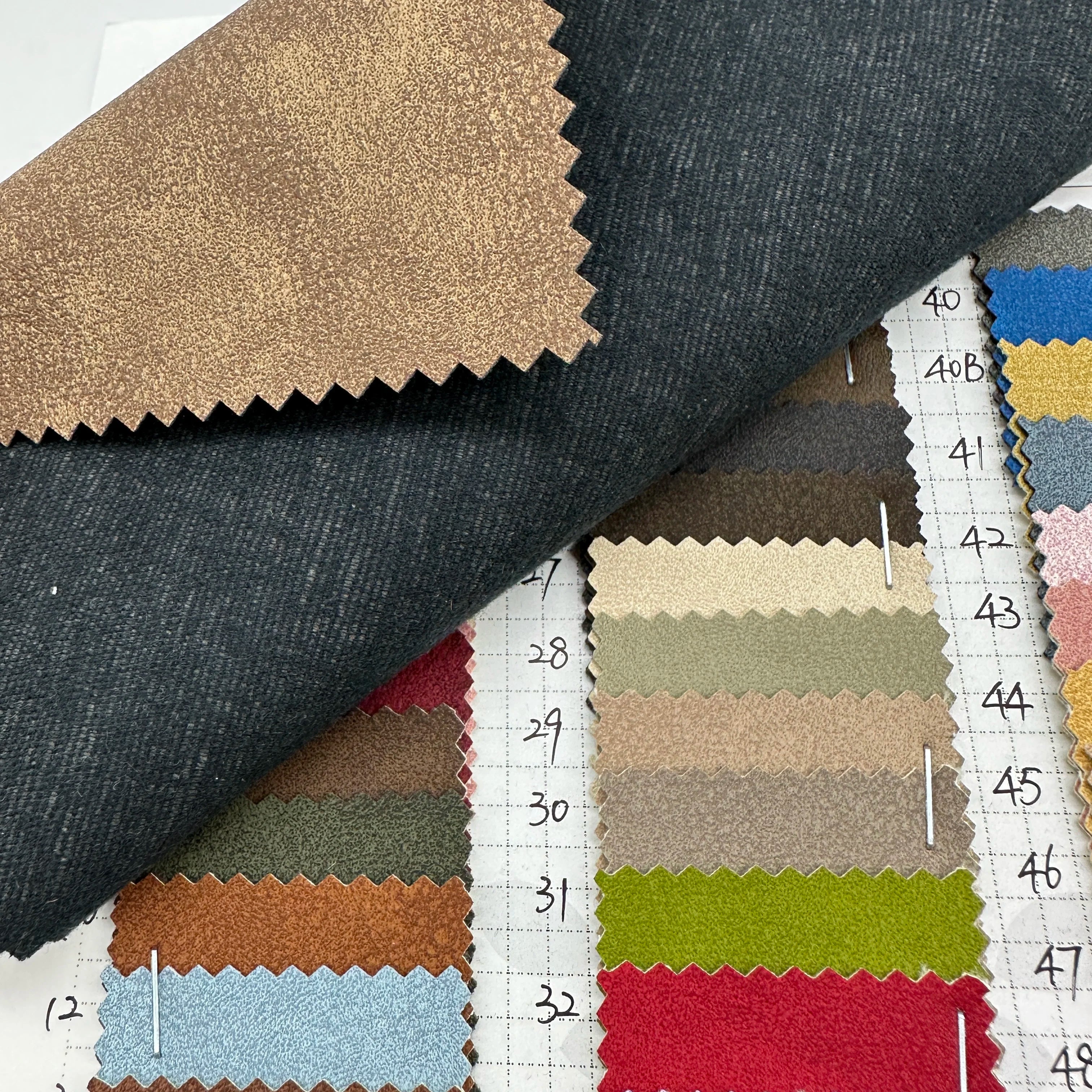 Luxury New Design Faux Leather Eco-friendly PU Fabric for Jacket Ready Goods Finished Pattern Synthetic Leather for Garments