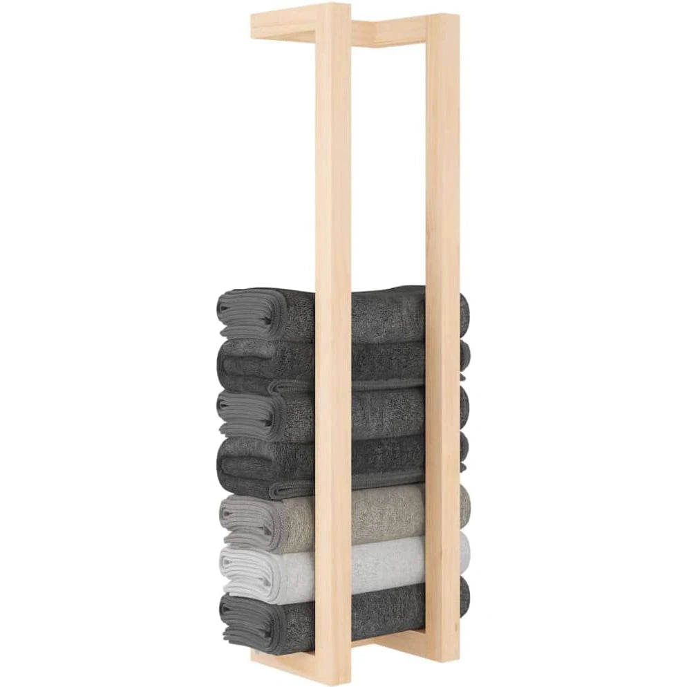 Natural Bamboo Wooden  Freestanding  Ledder  Stand  Shelf Bathroom Towel Holder Rack
