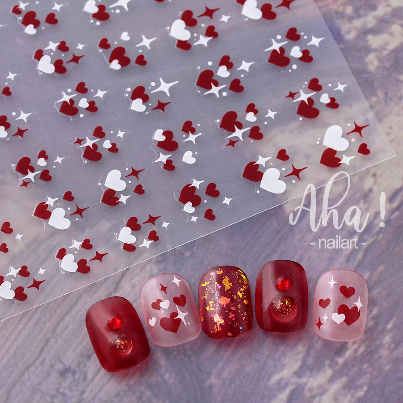 Wholesale Nail Stickers 3d Nail Sticker Fashion Heart Star Gold Silver Various Color Korean Nail Sticker Decoration