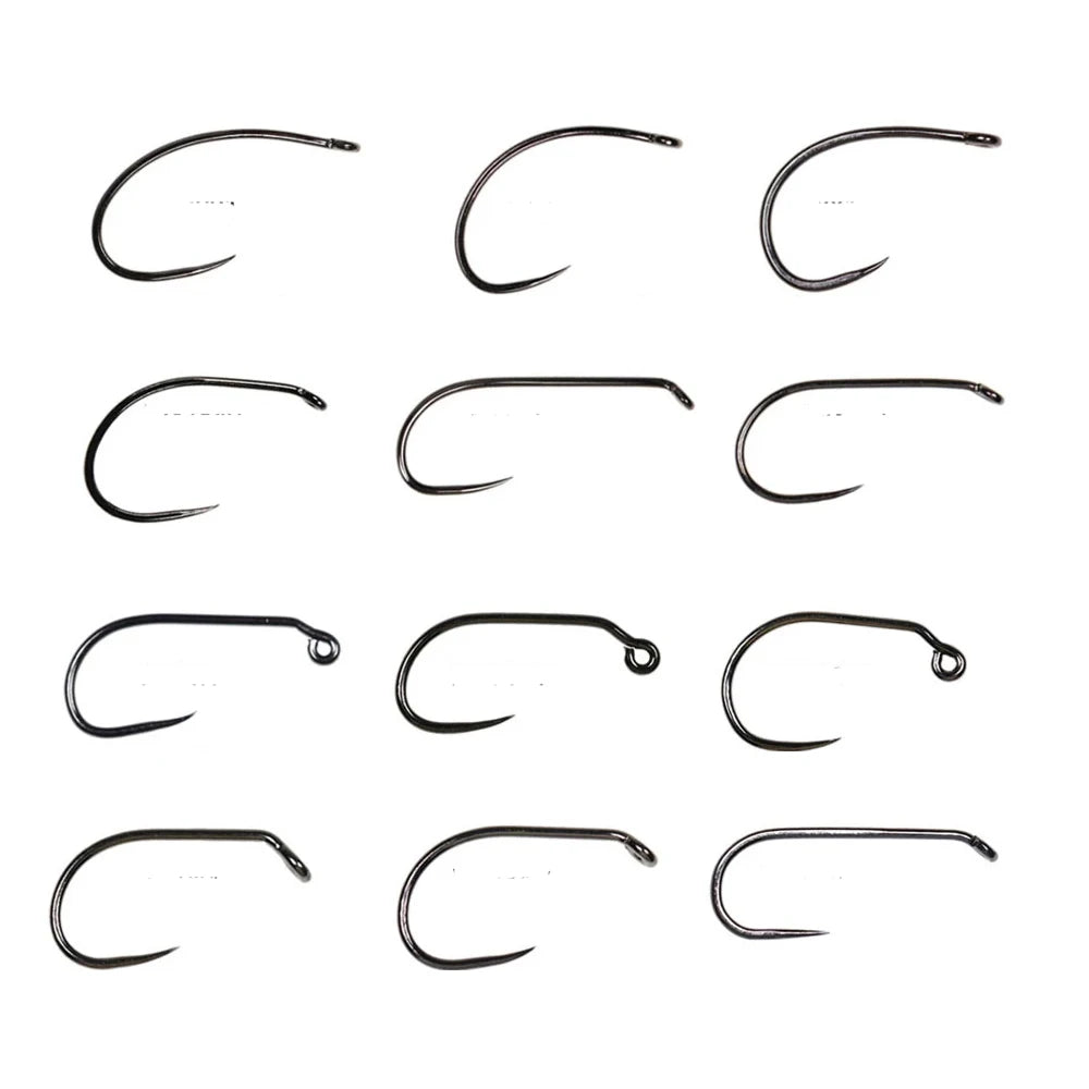High Carbon Steel Barbless Fly Tying Hooks for Tying Jig Nymph Stonefly Caddis Nymph Wet Dry Fly Trout Fishing Lures MegaBDM