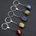 Diy Rose Quartz tumble Crystal Stone Key Chain Stone Charm Pendants Keyrings - wholesale