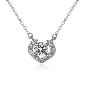 Somen 925 Sterling Silver 1carat Moissanite Heart Necklaces for Women Pendant Wedding Fine Jewelry Christmas Gift