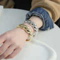 Open Cuff Chunky Gold Plated Bangle Fashionable Alloy Bracelet Women's Party Jewelry Silver Gold Bangles