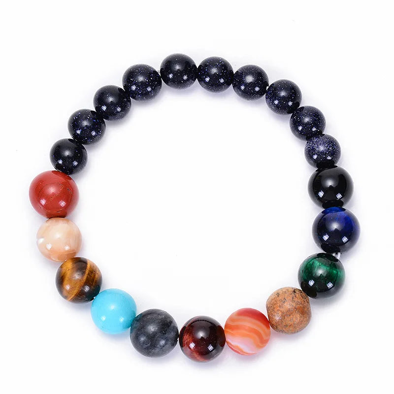 Natural Stone Bracelets Lovers Eight Planets Natural Stone Bracelet Universe Yoga Chakra Galaxy Solar System Beads Bracelets for
