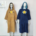 Custom logo 100% Cotton Velour Beach Towel Hoodie Dry Surfing Robe Adults Changing Robe Hooded Poncho Towel