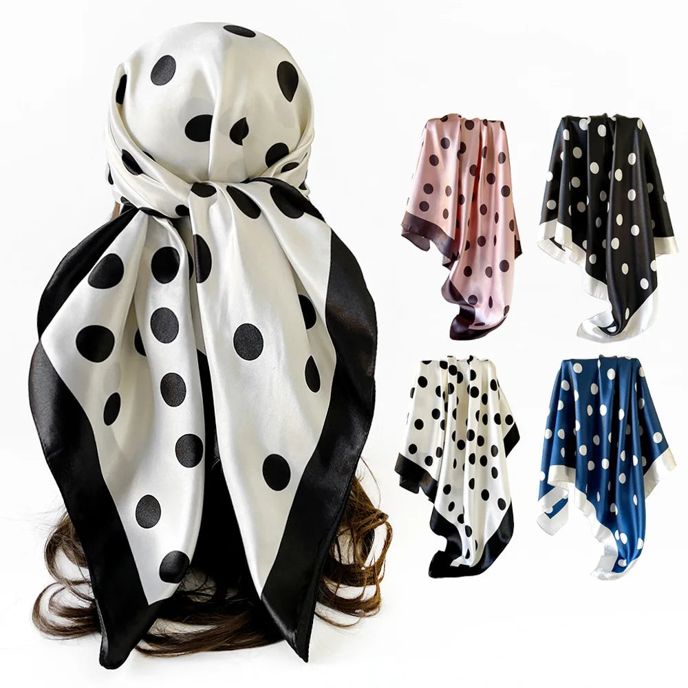 Wholesale Vintage 90cm Polyester Square Turban Scarf for Ladies Polka Dot Letter Bows Animal for Europe Middle East US Muslim