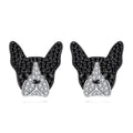 Wholesale Custom Cute Animal Jewelry 925 Sterling Silver Dog Boston Terrier Stud Earrings for Dogs Lovers