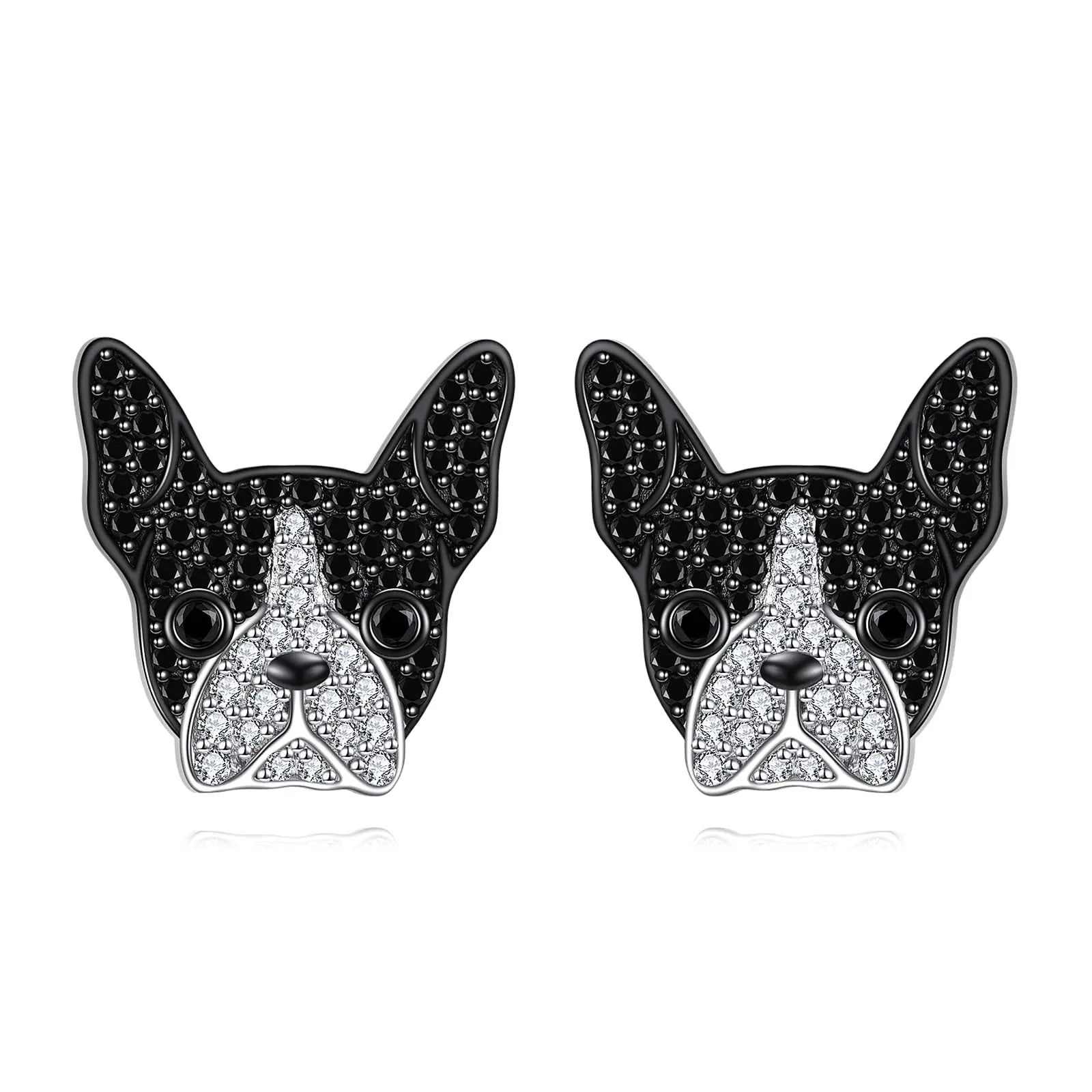 Wholesale Custom Cute Animal Jewelry 925 Sterling Silver Dog Boston Terrier Stud Earrings for Dogs Lovers