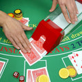 Professional  Casino Accessories Acrylic Red Blackjack Dealing Poker Card Shoe with Handle Holder on 8 Packs Playing Cards