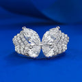 New 925 Sterling Silver Multitone Phantom Butterfly Diamond Ring