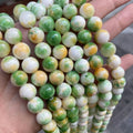 Natural 6/8/10/12MM Stone Beads Dyed Color Green Yellow Burmese Persian Jade Round Loose Stone Beads for Jewelry Making