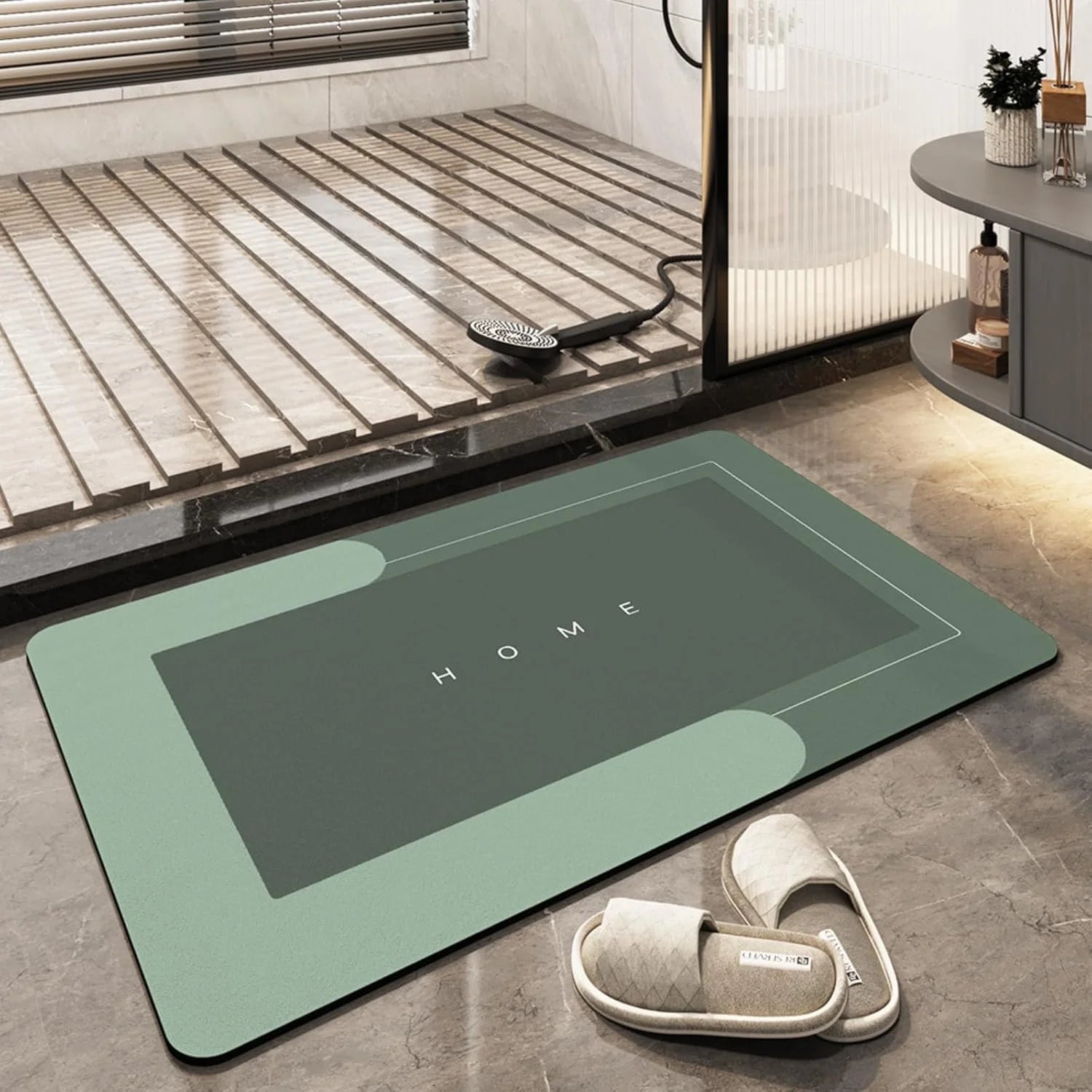 Modern Quick-Dry Bath Mat Non-Slip Diatom Earth Thin Front Bathtub Rug Water Absorbent Under Door Bathmat Machine-Made