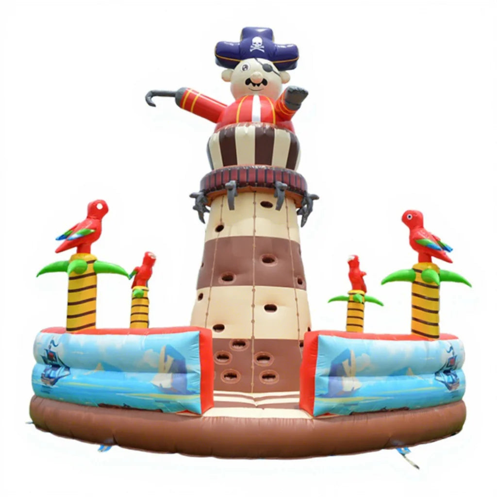 Kid Inflatable Pirate Climbing Tower with Rock Climbing Wall Game for 2 Users Outdoor Use PVC Material
