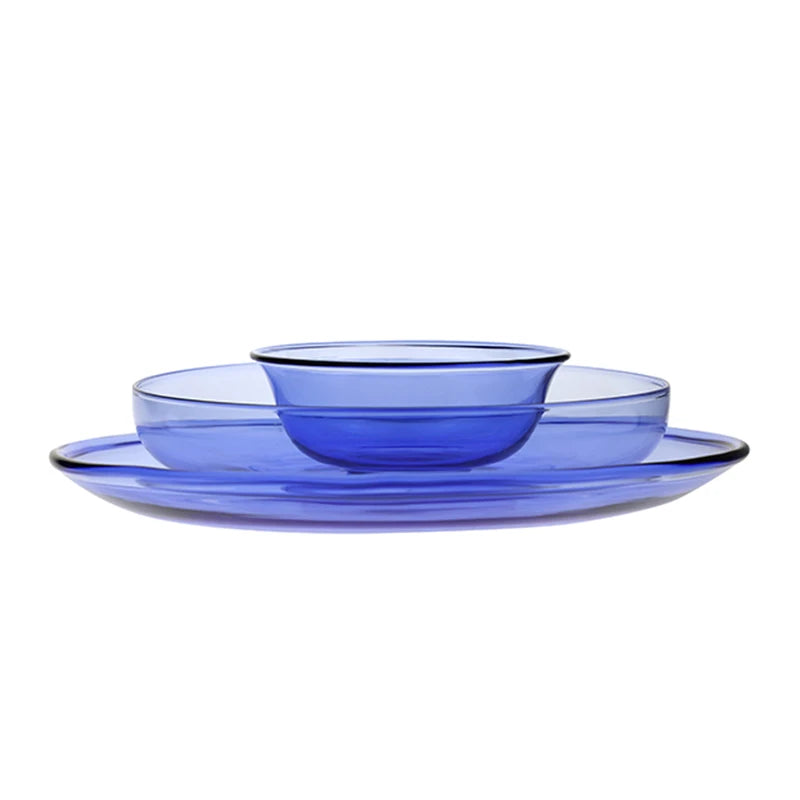 Favorable Price Colorful Borosilicate Glass Tableware for Kitchen Glass Charger Plates