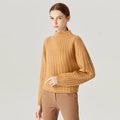 High Quality Autumn and Winter 3D  Twist Half High Collar Pullover Puff Sleeve Cashmere Wool Sweater Female