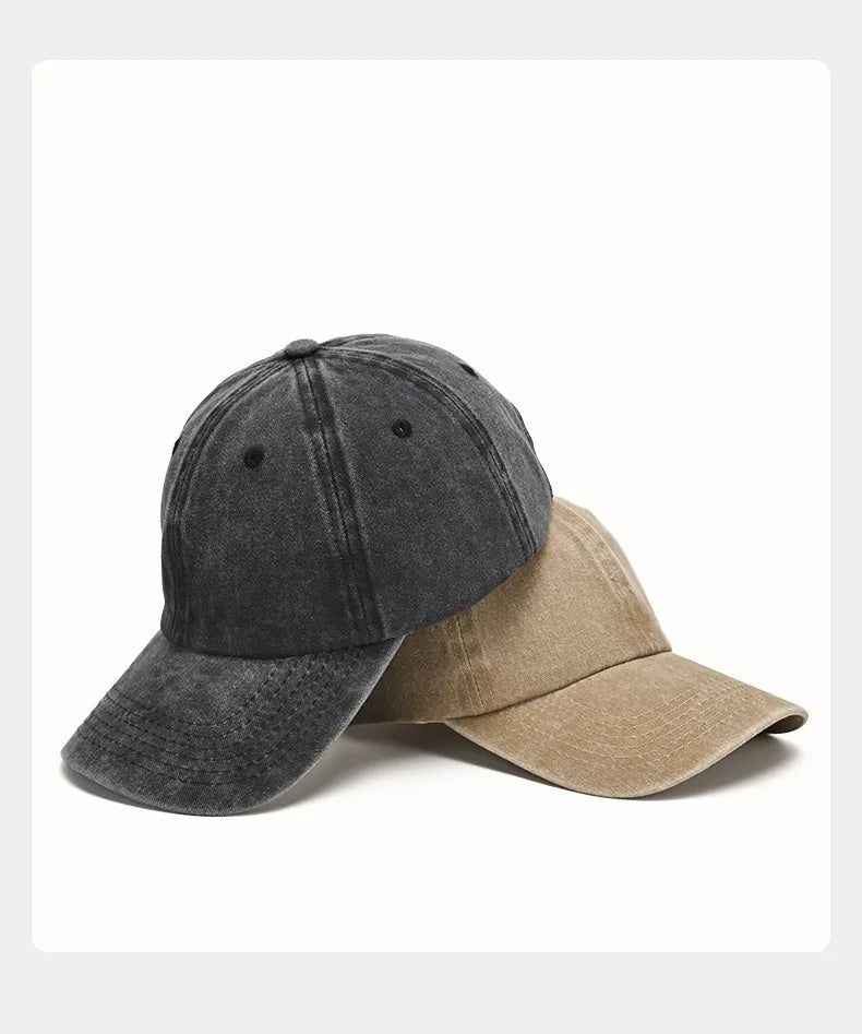 American Grey Sporty Female Cap with Waterproof Fabric Wide Brim Round Face Washed Made Old Style Soft Top Cowboy Stick Ba