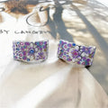Pop Jewelry 925 Sterling Silver Plated Colorful Flowers Opalescence Set Earrings