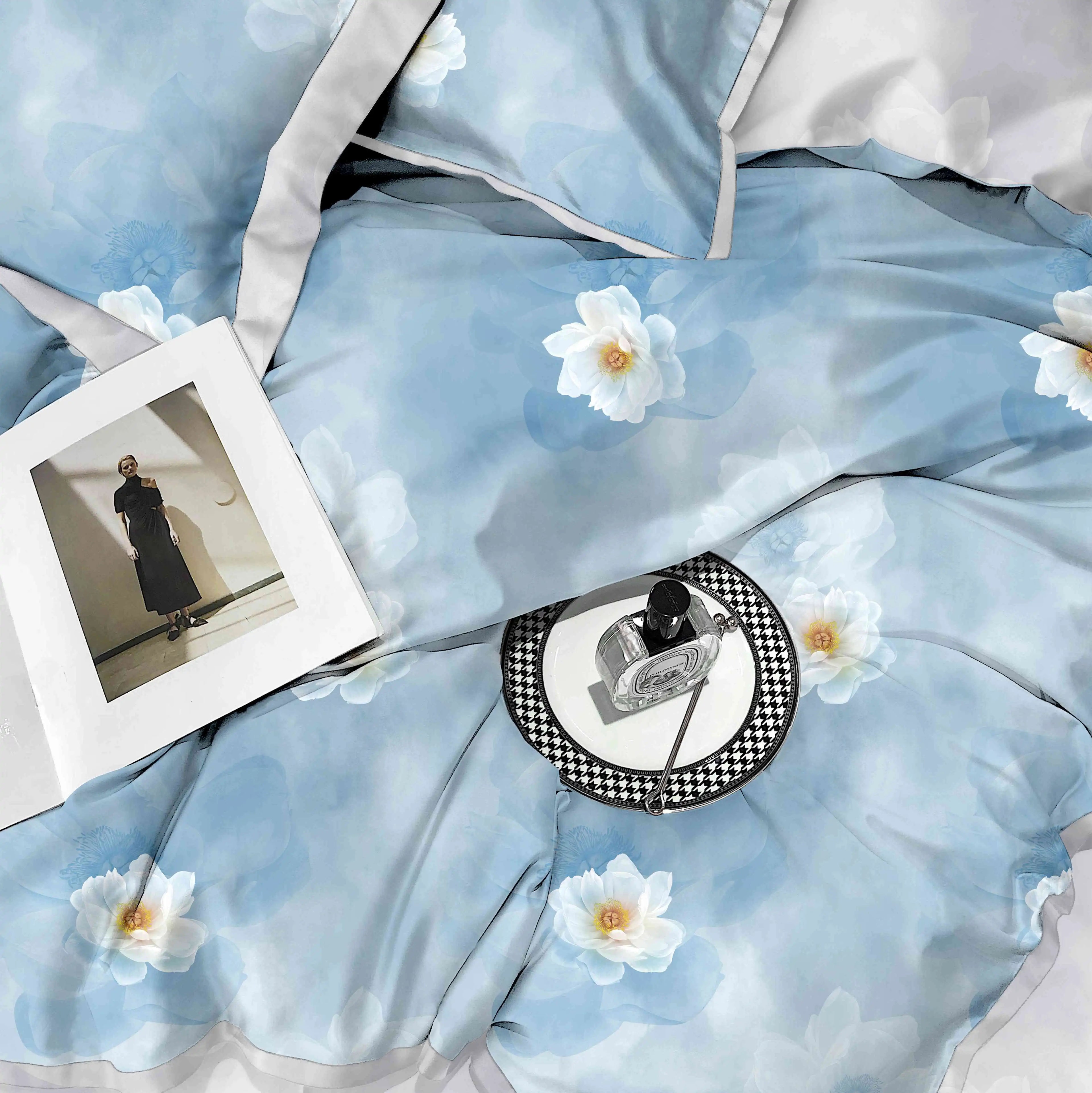 Wholesale Floral Bed Sheet Sets 100% Polyester 4 Pcs Duvet Cover Flat Sheet Set with 2 Pillow Cases Bedding Set