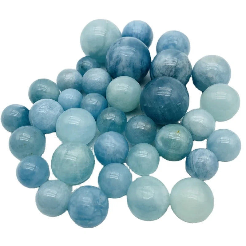 Wholesale Natural Gemstone Blue Aquamarine Sphere Crystal Ball For Healing