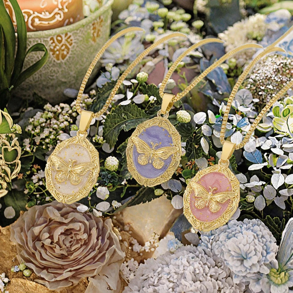 Dropshipping CE RHOS Certificate French Floral Butterfly Flower Pendant in Brass Father's Day and Easter Gifts for Men MegaBDM