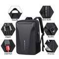 Men's Customized Logo Anti-Theft Waterproof Laptop Bag USB Hard Shell Oxford Polyester Lining Geometric Pattern Zipper Closure