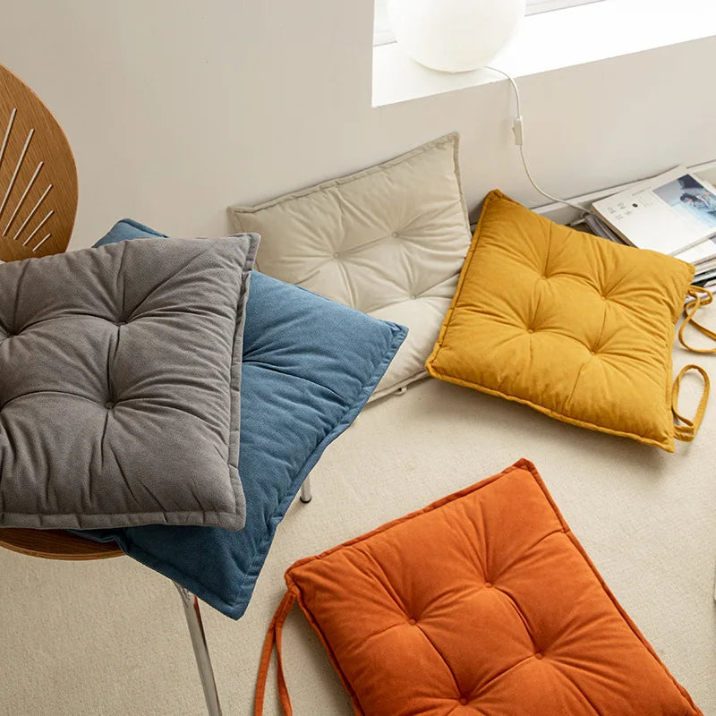 Solid Color  Velvet Cushion Autumn and Winter Buttock Cushion Seat  Warm Natural Color Strap Easy to Fix Multi-color Optional