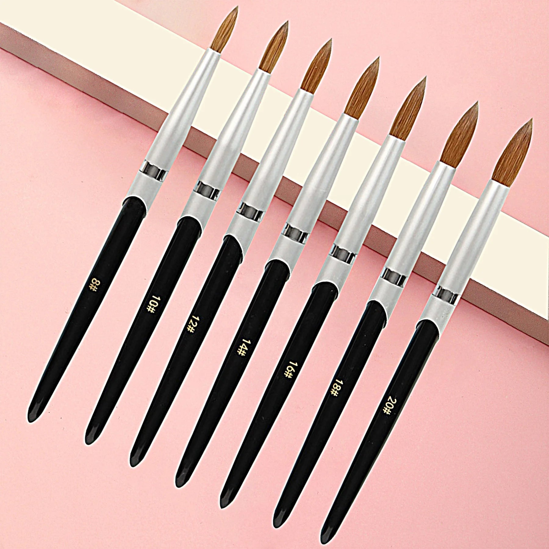 Nails Beauty DIY Tool Silver Black 100% Kolinsky Acrylic Art Nail Brush