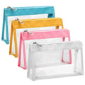 Personalized Letter Pattern Fashion Zipper Transparent Travel PVC Cosmetic Bags Custom Logo Nylon Makeup Wash Storage