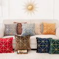 2022 New Golden PU Stitching Soft Velvet  Pillow Covers European Style Home Sofa Cushion Covers Lumbar Covers