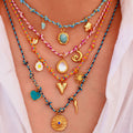 Boho Handmade Colorful Braided Rope Stainless Steel Necklace Bracelet Luxury Natural Stone Pendant Necklace for Women