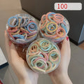 Women 2.8cm 100pcs Head Rope Simple Hair Circle Rope for Girl Hair Tie High Elastic Rubber Band Hair Ring Headdress Box